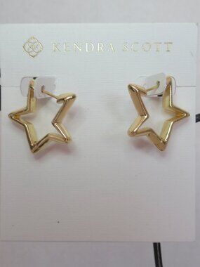New Kendra Scott Gold Plated Star Huggie Hoop Earrings New w/ Tags
